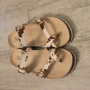 Cow print sandals